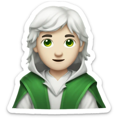teenage white-skinned wizard with black hair, green eyes in green disgue sticker
