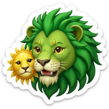 Alchemist style green lion devouring sun sticker