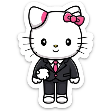 Hello Kitty in business attire working sticker