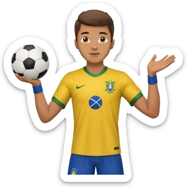 A guy juggling a soccer ball with a brazil fc shirt on sticker