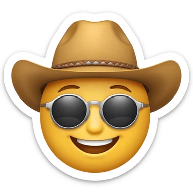Smiling emoji wearing cowboy hat and sunglasses  sticker