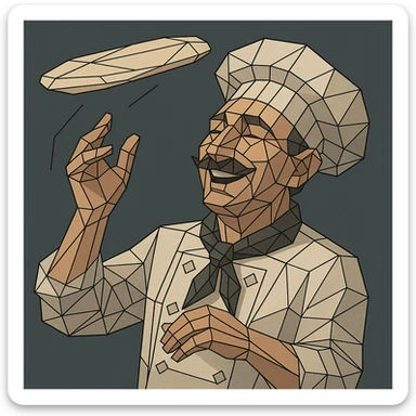 smiling Italian chef spinning pizza dough sticker