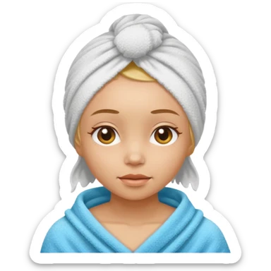Face care girl hair covered with towel sticker