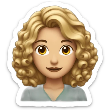 Mujer con media melena rizada con mechas sticker