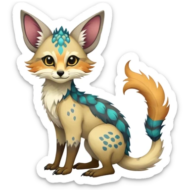 Feral Rare Fantasy colorful Vernid-Trico-species by LiLaiRa, random markings, tufted tail, tufted ears, full body sticker