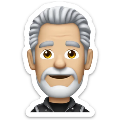 grey haired Caucasian biker on a  blue Harley Davidson road king sticker