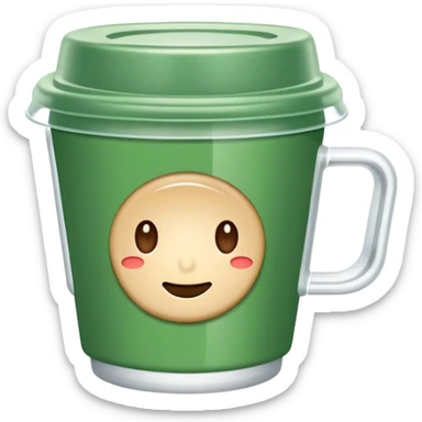 green paper short  espresso cup with transparent plastic lid on top sticker