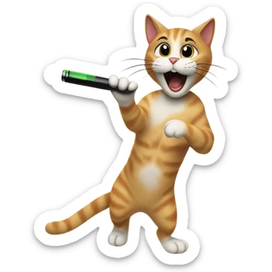 cat hitting a long vape pen sticker