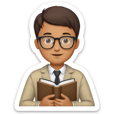 Nerd man wearing glasses with the book and computer sticker