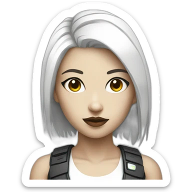 white cyberpunk girl sticker