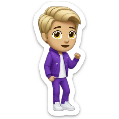 Justin bieber singing with purple outfit short hair sticker