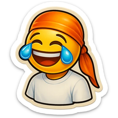 laughing crying
make his shirt white
make him smile
Change His durag To orange sticker