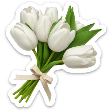 White tulip bouquet sticker