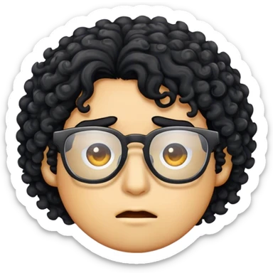 A rock with glasse and curly black hair sticker