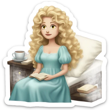 glinda from wicked is sick and she's resting in her bed sticker