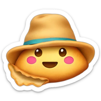 shy face empanada with a hat sticker