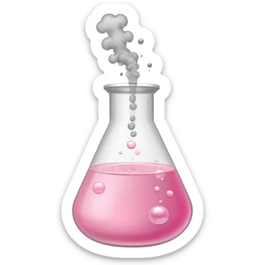 pink beaker with smoke no face one tube pink liquid only bubbles inside beaker  sticker