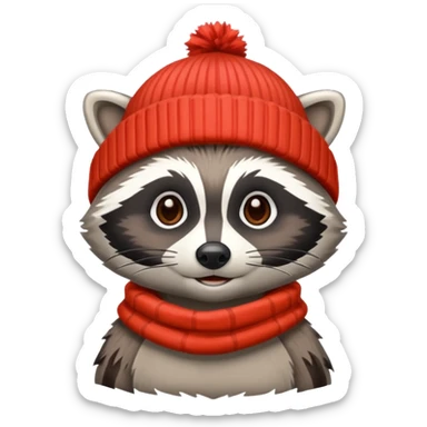 racoon with beanie sticker