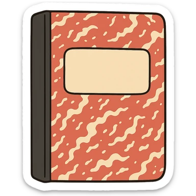 Red and white marbled cover notebook journal cover, blank sticker