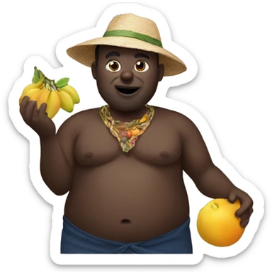 Big African man eating fruit sticker