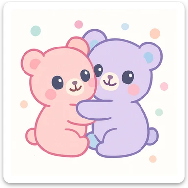two bears hugging each other, heartwarming style, loving and tender, soft pastel colors sticker