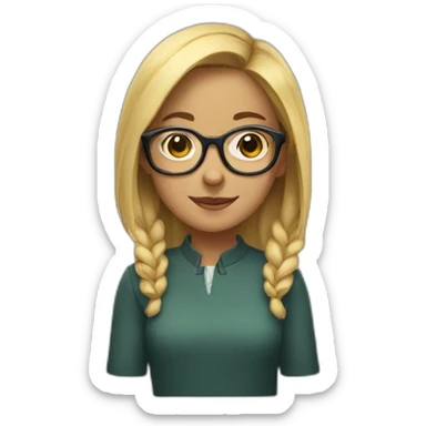 Girl with glasses that is making a flip sticker