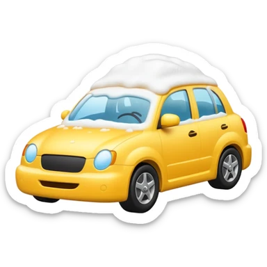 car completely covered in foam during car wash, emoji style sticker