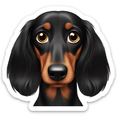 Black longhaired dachshund long ear hair sticker