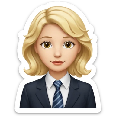 white collar woman with tie, wavy blonde hair sticker