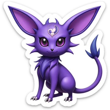 Shiny Exotic Badass Mysterious Gothic Noibat-Espeon-Pokémon-Fakémon-hybrid-creature (full body) sticker
