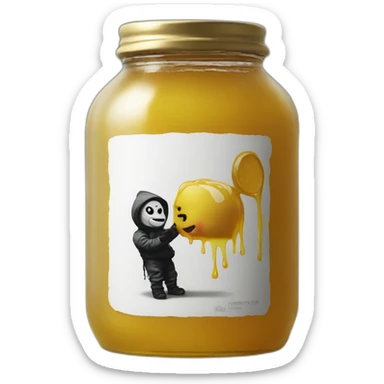 Banksy art label on a honey jar sticker