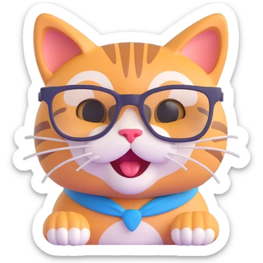 A happy cat wearing glasses sticker