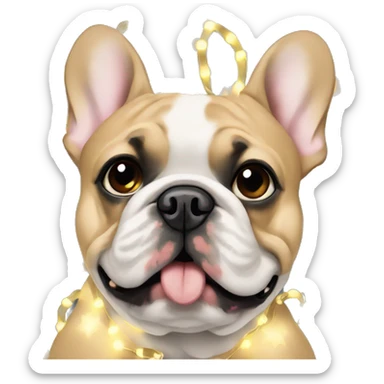 Frenchie with Christmas lights sticker