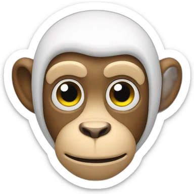 white smart flat monkey sticker