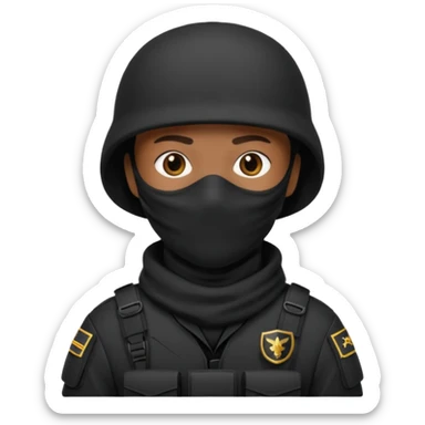 special forces soldier, black uniform, face covered sticker