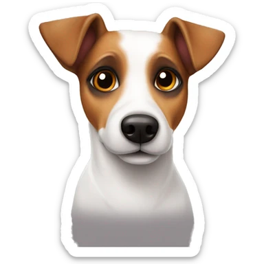 Jack Russell dog with brown eyes and hearts sticker