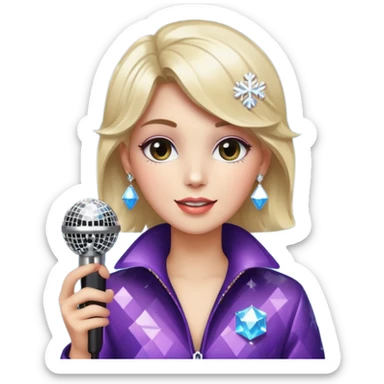 I want these emojis 💎🎤🪩❄️ in one frame with the number 17 sticker