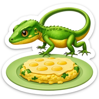 lizard eating omelette sticker