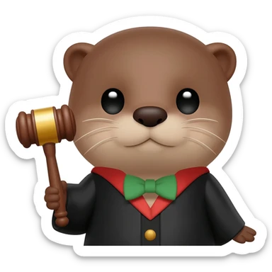 cute otter head with a judge's gavel sticker