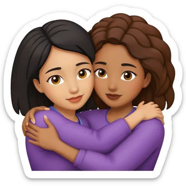 Two women hugging each other sticker