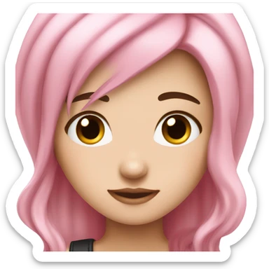 cute white girl with black pink hair  sticker