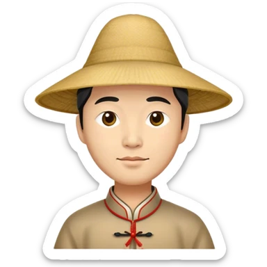 Chinese man with traditional hat sticker