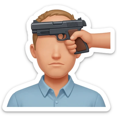 This face emoji face pointing a gun at its head sticker