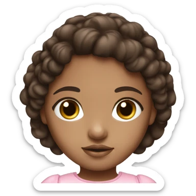 Brown doll eyes, dark brown hair, feminine, pink, girl, angelic sticker