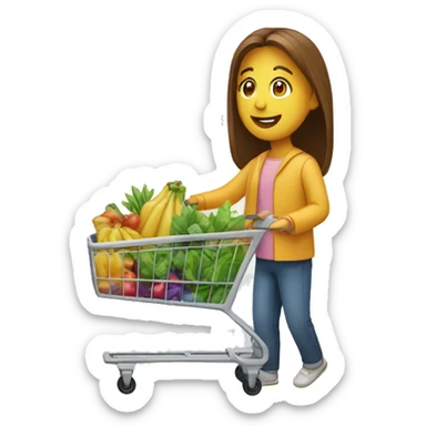 person shopping with a shopping cart sticker