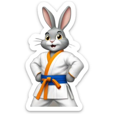 Bugs Bunny wearing a Jiu-Jitsu gi sticker