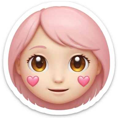 “Soft pastel cute round emoji, gentle blush, shy sparkling eyes looking down, small trembling smile, tiny hidden heart, subtle glow, warm romantic vibe, glossy, adorable, high-quality.” sticker