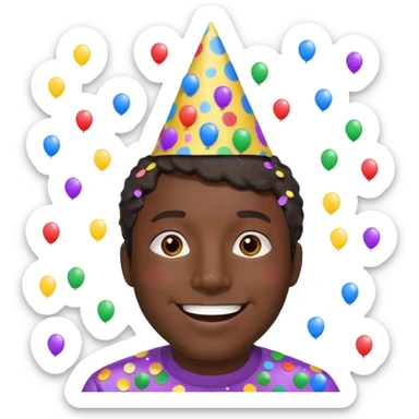 Diversión hombre moreno solo cabeza con bonete y confetis  sticker