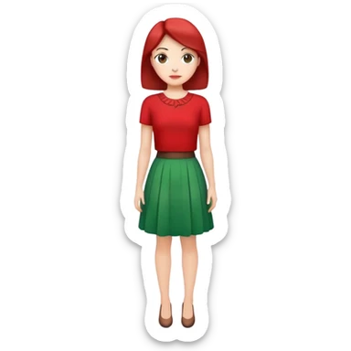 elegant dress with red top and green skirt sticker