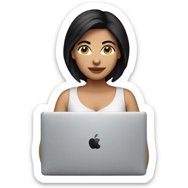 Hispanic female with black hair on MacBook  sticker